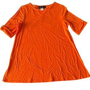 Wearabouts Orange Tunic Top Size M Half Sleeve Stretchy Casual Solid Blouse